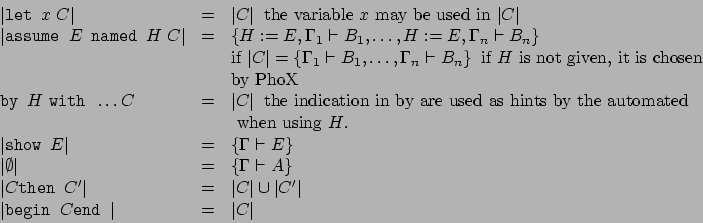 \begin{displaymath}
\begin{array}{lcl}
\vert\hbox{\tt let } x \; C\vert &=& \ver...
...\tt begin } C \hbox{\tt end }\vert &=& \vert C\vert
\end{array}\end{displaymath}